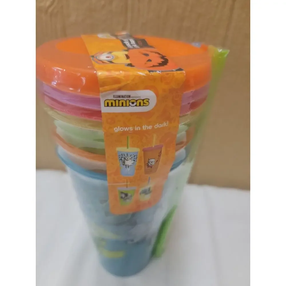 ZAK! Minions Glow In the Dark Tumblers Includes Matching Straws 4 pk 24 oz